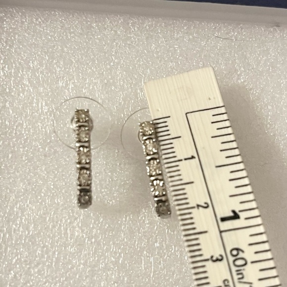 Sterling Silver 925 1/10 CTTW Diamond Hoop Earrings  New - Picture 7 of 15